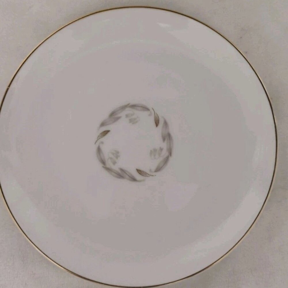 Kaysons Golden Fantasy Fine China Soup Bowls Japan Gray Leaf Gold Rim Set of 2